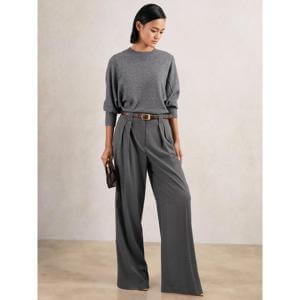 REISS Poppie Petite Wide Leg Pleated Trousers